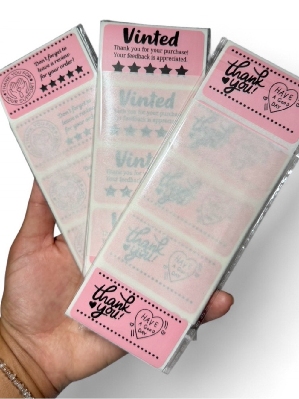 (150) Pink Thank You Sticker Packs - Cute Packaging Labels